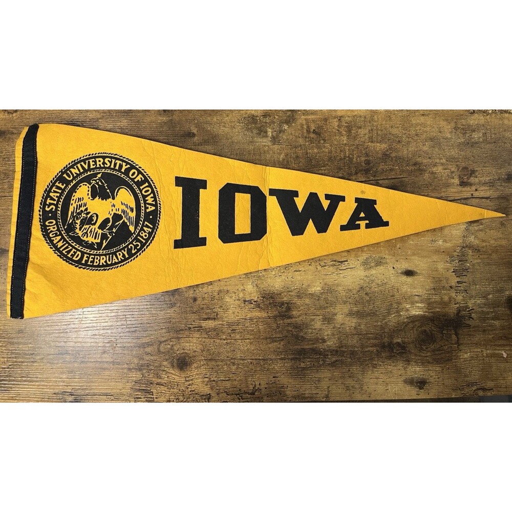 Vintage Iowa Hawkeyes Pennant Flag